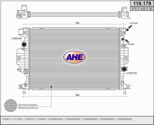 AHE 110.179 - Radiatore, Raffreddamento motore www.autoricambit.com