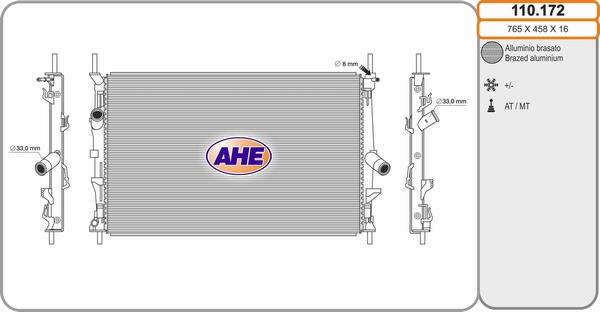AHE 110.172 - Radiatore, Raffreddamento motore www.autoricambit.com