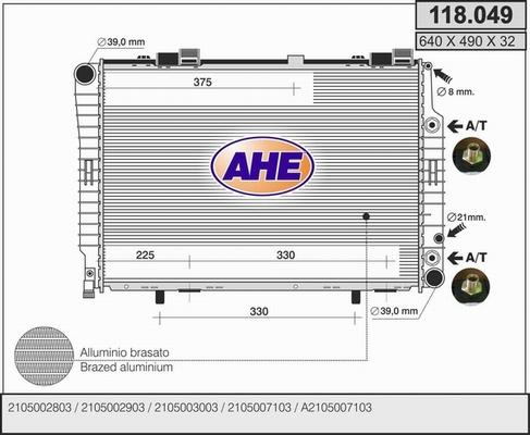 AHE 118.049 - Radiatore, Raffreddamento motore www.autoricambit.com