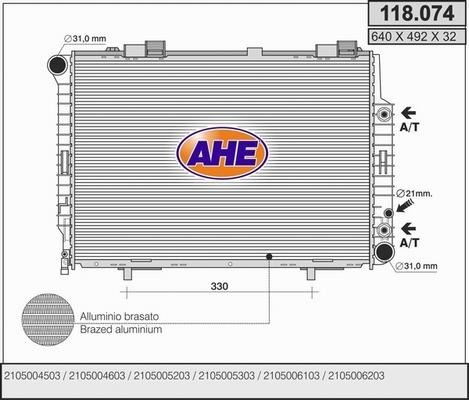 AHE 118.074 - Radiatore, Raffreddamento motore www.autoricambit.com