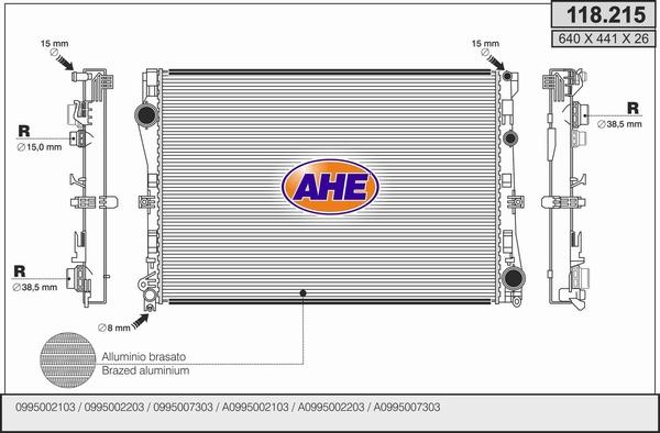 AHE 118.215 - Radiatore, Raffreddamento motore www.autoricambit.com