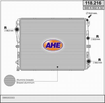 AHE 118.216 - Radiatore, Raffreddamento motore www.autoricambit.com