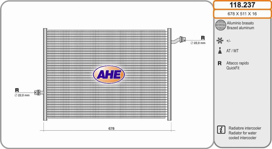 AHE 118.237 - Radiatore, Raffreddamento motore www.autoricambit.com