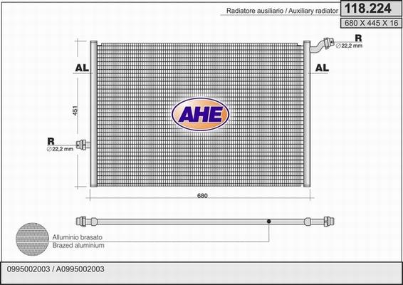 AHE 118.224 - Radiatore, Raffreddamento motore www.autoricambit.com