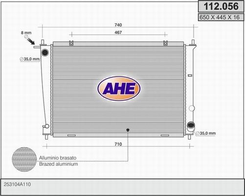 AHE 112.056 - Radiatore, Raffreddamento motore www.autoricambit.com