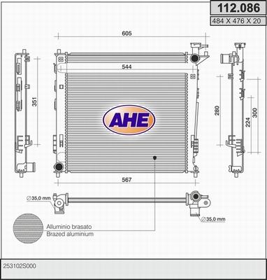 AHE 112.086 - Radiatore, Raffreddamento motore www.autoricambit.com