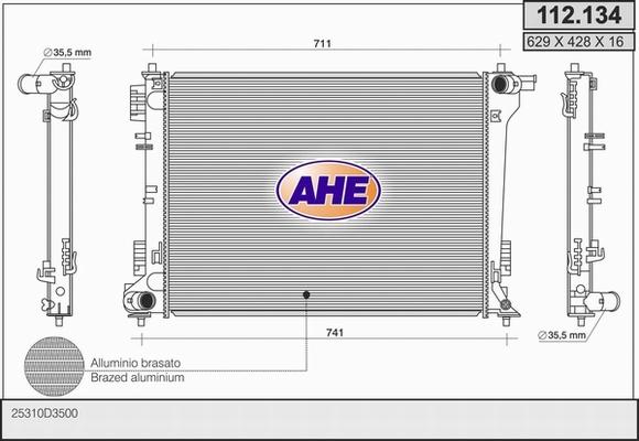 AHE 112.134 - Radiatore, Raffreddamento motore www.autoricambit.com