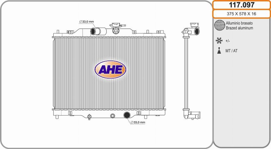 AHE 117.097 - Radiatore, Raffreddamento motore www.autoricambit.com