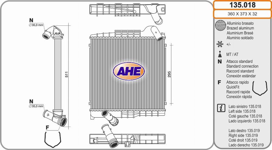 AHE 135.018 - Radiatore, Raffreddamento motore www.autoricambit.com