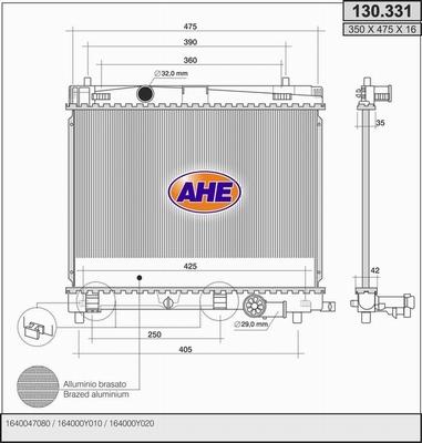 AHE 130.331 - Radiatore, Raffreddamento motore www.autoricambit.com