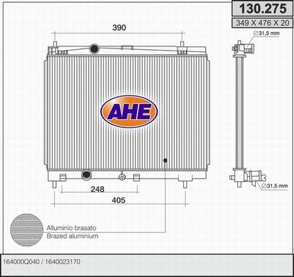 AHE 130.275 - Radiatore, Raffreddamento motore www.autoricambit.com