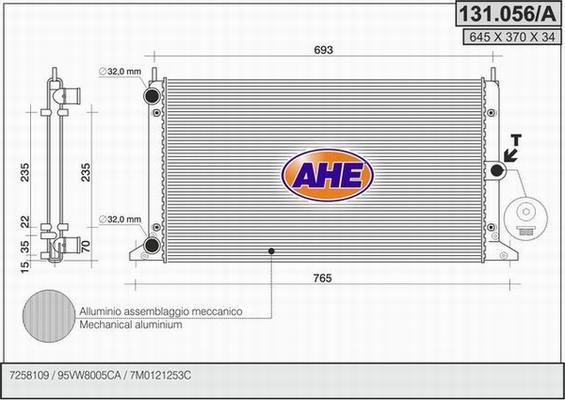 AHE 131.056/A - Radiatore, Raffreddamento motore www.autoricambit.com