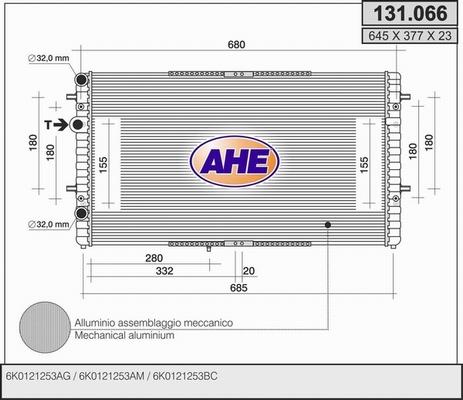 AHE 131.066 - Radiatore, Raffreddamento motore www.autoricambit.com