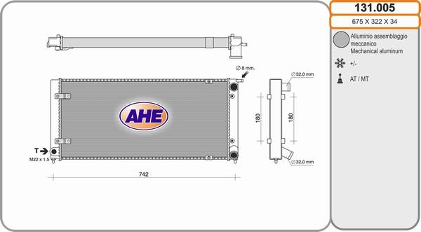 AHE 131.005 - Radiatore, Raffreddamento motore www.autoricambit.com