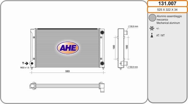 AHE 131.007 - Radiatore, Raffreddamento motore www.autoricambit.com