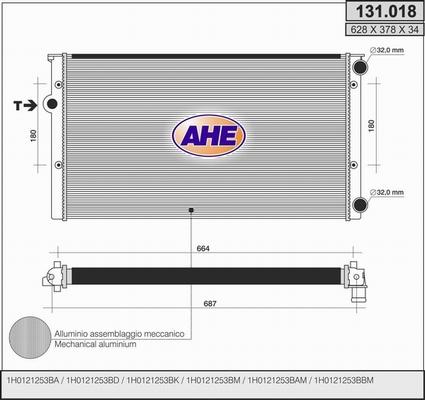 AHE 131.018 - Radiatore, Raffreddamento motore www.autoricambit.com