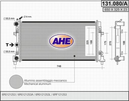 AHE 131.080/A - Radiatore, Raffreddamento motore www.autoricambit.com
