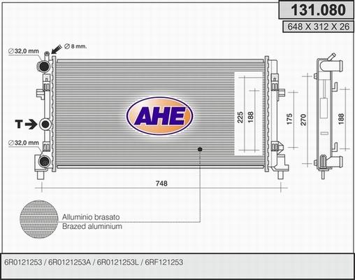 AHE 131.080 - Radiatore, Raffreddamento motore www.autoricambit.com
