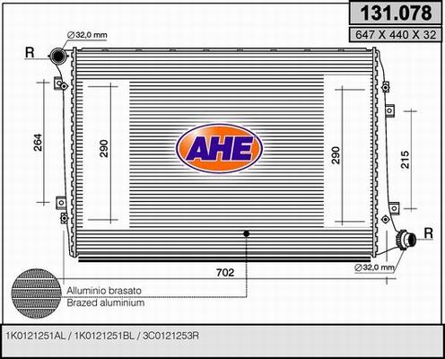 AHE 131.078 - Radiatore, Raffreddamento motore www.autoricambit.com