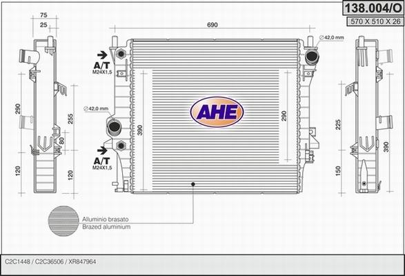 AHE 138.004/O - Radiatore, Raffreddamento motore www.autoricambit.com