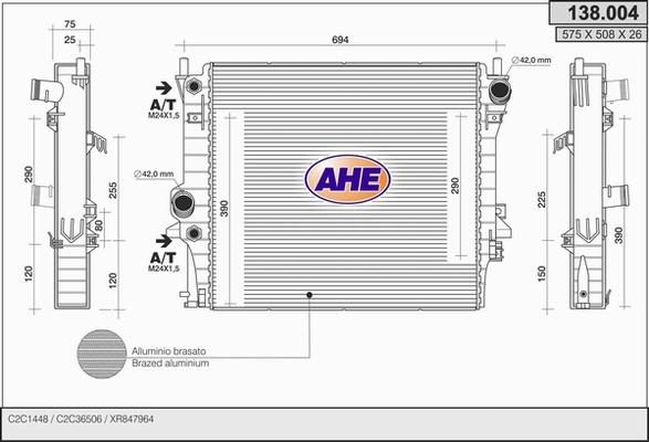 AHE 138.004 - Radiatore, Raffreddamento motore www.autoricambit.com