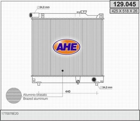 AHE 129.045 - Radiatore, Raffreddamento motore www.autoricambit.com