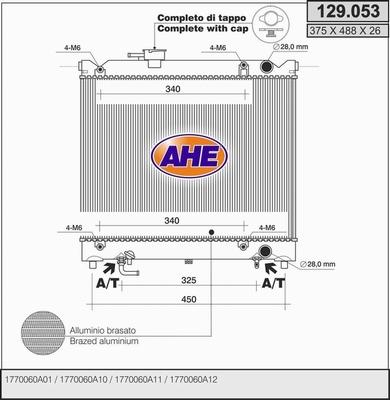 AHE 129.053 - Radiatore, Raffreddamento motore www.autoricambit.com