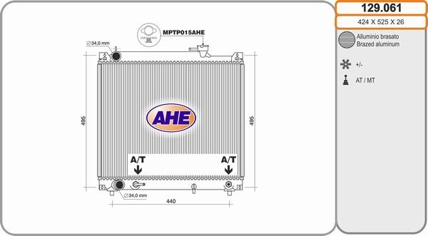 AHE 129.061 - Radiatore, Raffreddamento motore www.autoricambit.com