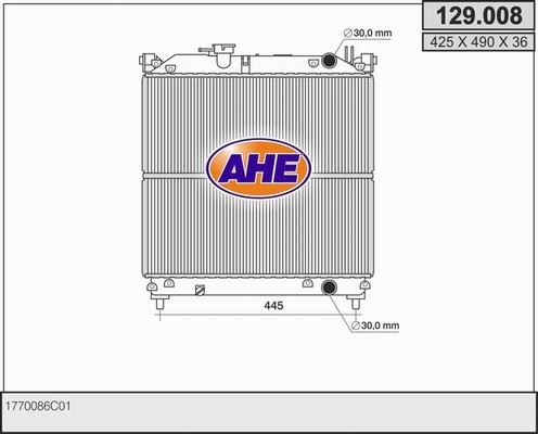 AHE 129.008 - Radiatore, Raffreddamento motore www.autoricambit.com