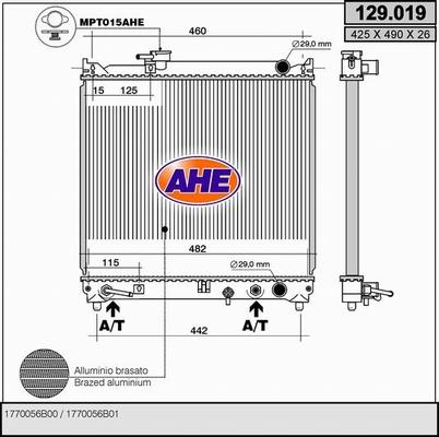 AHE 129.019 - Radiatore, Raffreddamento motore www.autoricambit.com