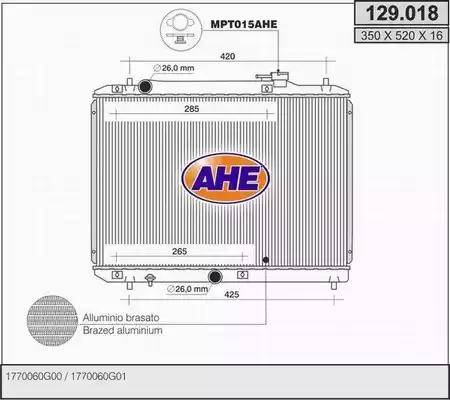 AHE 129.018 - Radiatore, Raffreddamento motore www.autoricambit.com