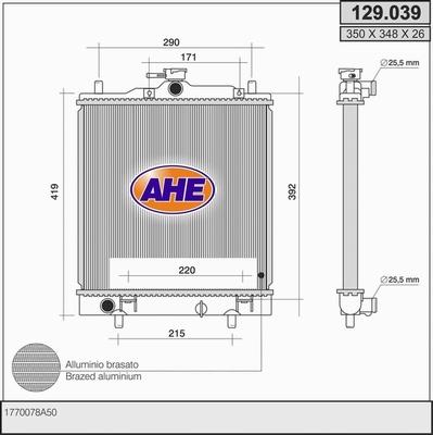 AHE 129.039 - Radiatore, Raffreddamento motore www.autoricambit.com