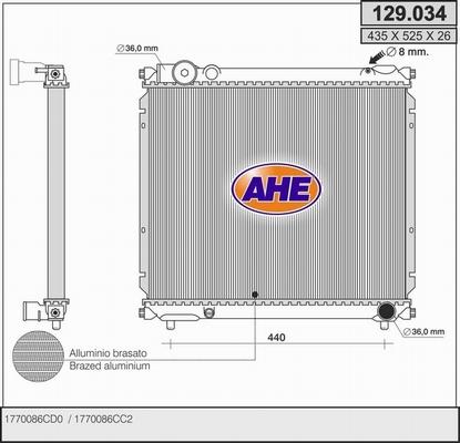 AHE 129.034 - Radiatore, Raffreddamento motore www.autoricambit.com