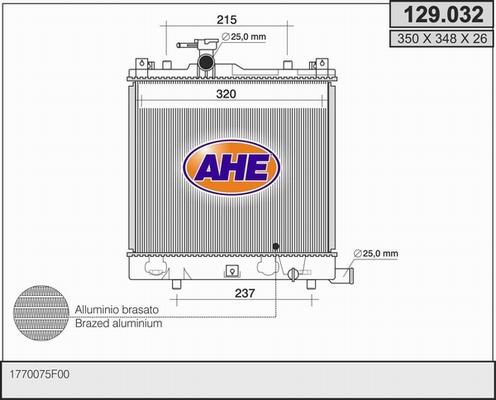 AHE 129.032 - Radiatore, Raffreddamento motore www.autoricambit.com