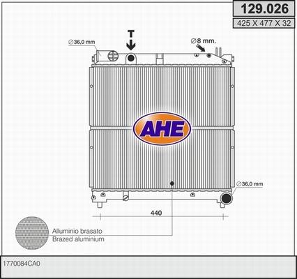 AHE 129.026 - Radiatore, Raffreddamento motore www.autoricambit.com