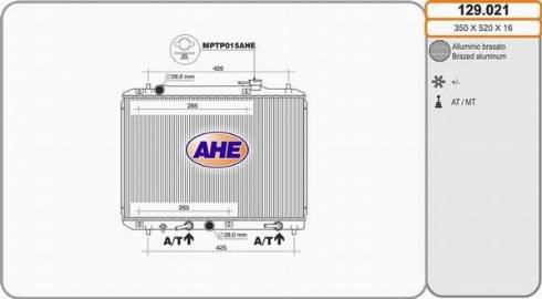 AHE 129.021 - Radiatore, Raffreddamento motore www.autoricambit.com