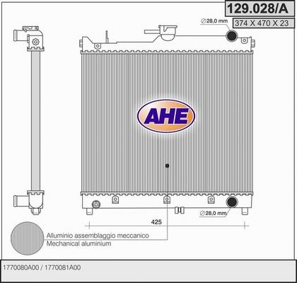 AHE 129.028/A - Radiatore, Raffreddamento motore www.autoricambit.com