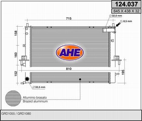 AHE 124.037 - Radiatore, Raffreddamento motore www.autoricambit.com