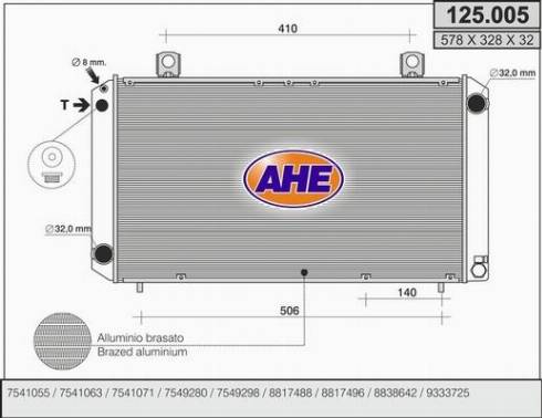 AHE 125.005 - Radiatore, Raffreddamento motore www.autoricambit.com