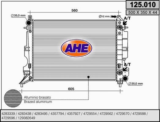 AHE 125.010 - Radiatore, Raffreddamento motore www.autoricambit.com