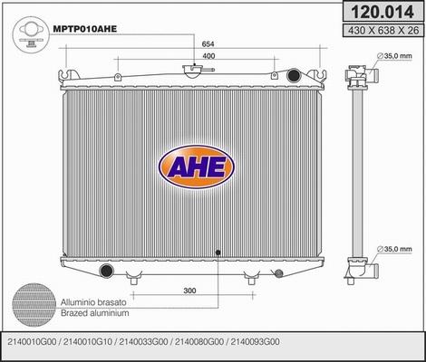 AHE 120.014 - Radiatore, Raffreddamento motore www.autoricambit.com