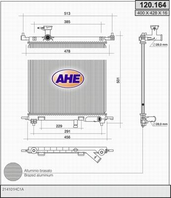 AHE 120.164 - Radiatore, Raffreddamento motore www.autoricambit.com