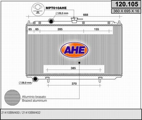 AHE 120.105 - Radiatore, Raffreddamento motore www.autoricambit.com