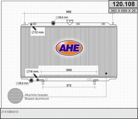 AHE 120.108 - Radiatore, Raffreddamento motore www.autoricambit.com