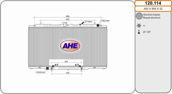 AHE 120.114 - Radiatore, Raffreddamento motore www.autoricambit.com