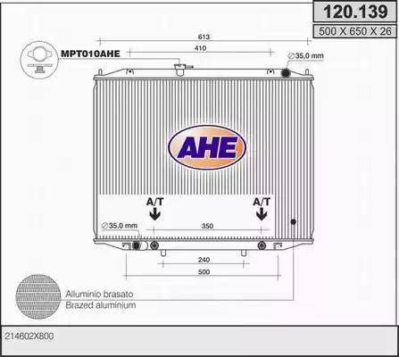 AHE 120.139 - Radiatore, Raffreddamento motore www.autoricambit.com