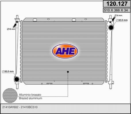 AHE 120.127 - Radiatore, Raffreddamento motore www.autoricambit.com