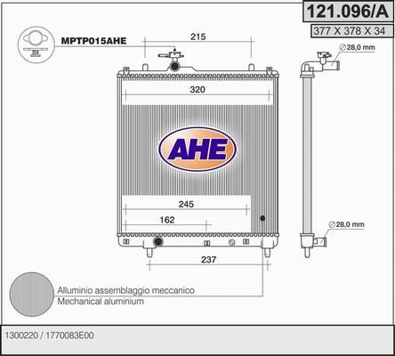 AHE 121.096/A - Radiatore, Raffreddamento motore www.autoricambit.com