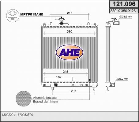 AHE 121.096 - Radiatore, Raffreddamento motore www.autoricambit.com