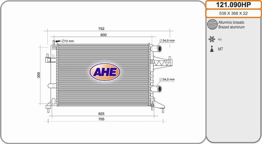 AHE 121.090HP - Radiatore, Raffreddamento motore www.autoricambit.com